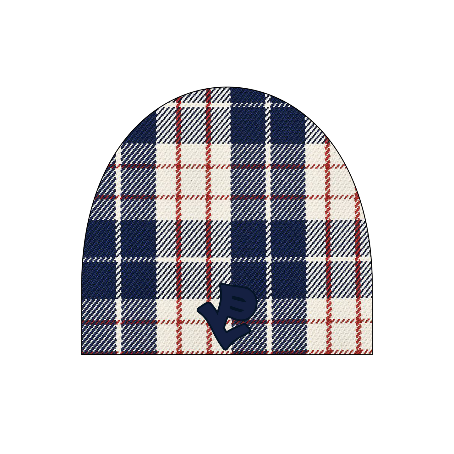 NAVY PLAID BEANIE